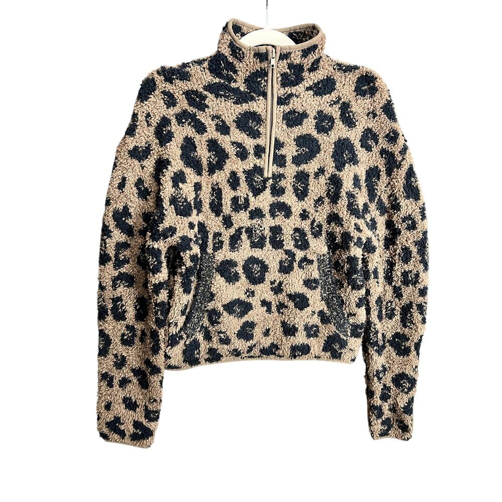 Skims Cozy Half Zip Pullover Leopard Size S/M Animal Fluffy Fuzzy 2000s Y2K